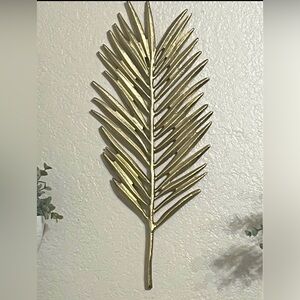 Golden Metal Palm Frond Wall Hanging Wall Decor MCM Wall Decor